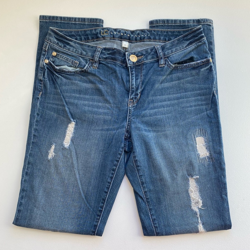 LC LAUREN CONRAD mid-rise destructed skinny jeans 10